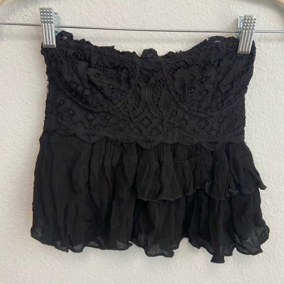 New Free People Adella Lace Tiered Corset Tube Top in Black Size XS - Picture 4 of 13